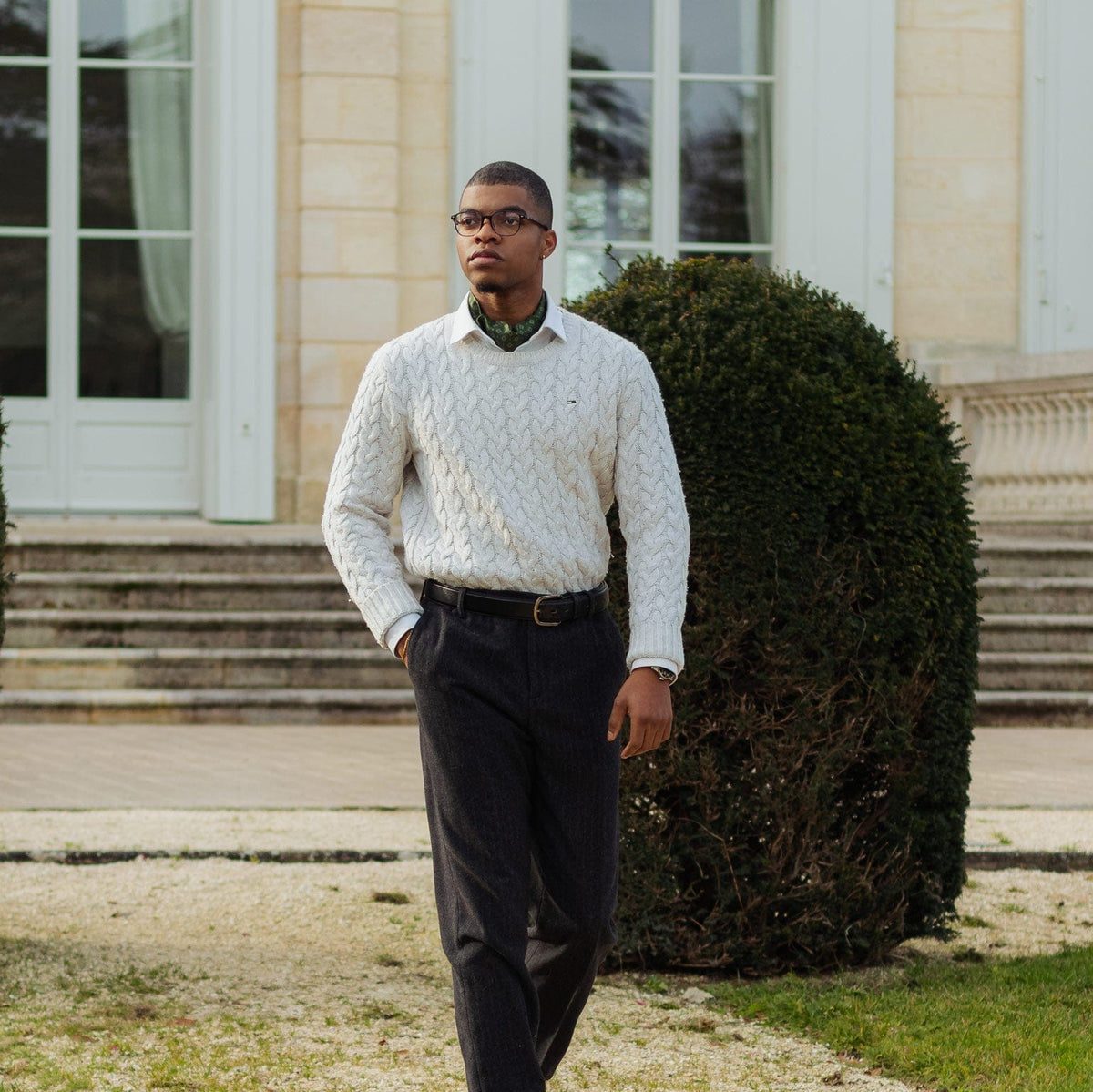 Corbara – Ascot en soie – Vert olive
