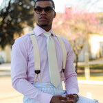 Pale green woven silk designer tie