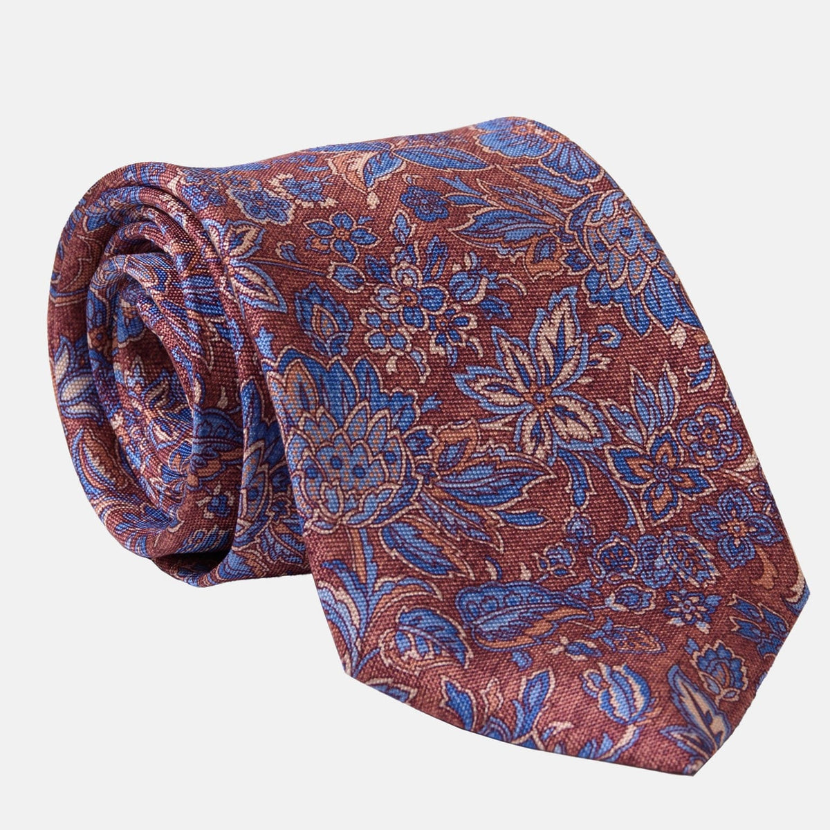 Red and Blue Floral Italian Silk Tie