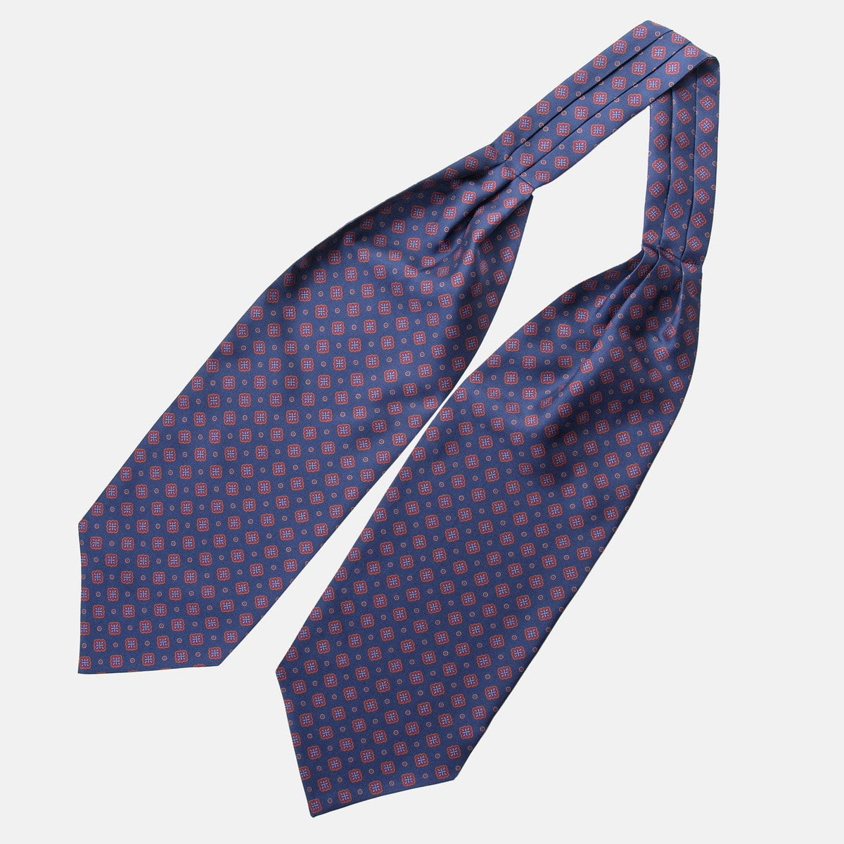 Italian Silk Ascot Tie Day Cravat - Navy