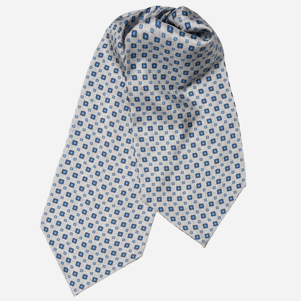 Italian Designer Grey Silk Ascot Tie