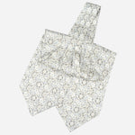 Silver Grey Floral Italian Silk Ascot Tie