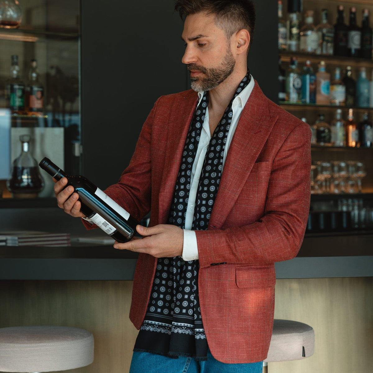 best men's skinny Italian silk scarves