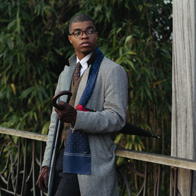 Elegant long Italian
silk scarves for men