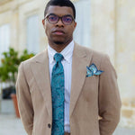 Turquoise Woven Paisley Italian Silk Tie