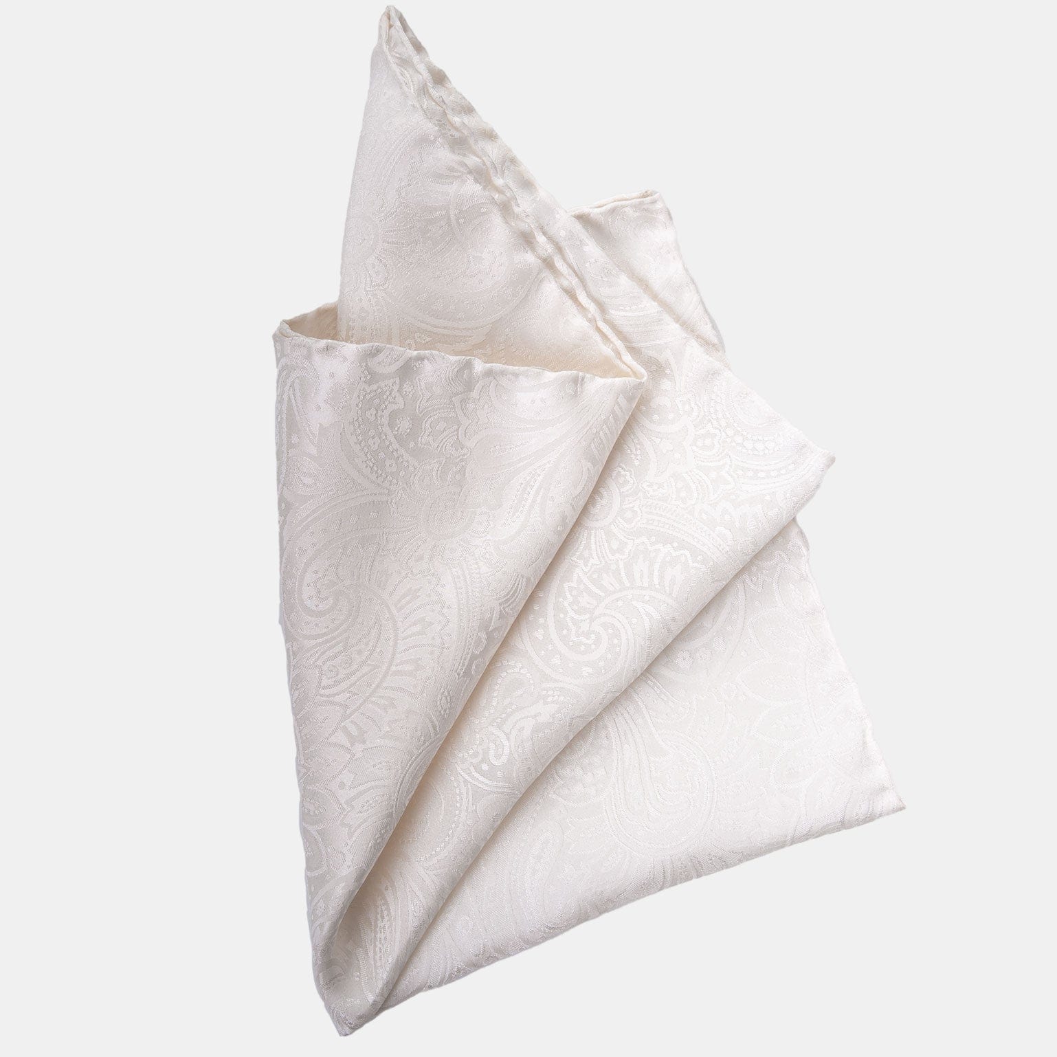 Hand Rolled Italian White Silk Pocket Square