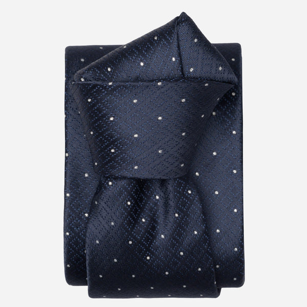 Midnight Blue & Silver Designer Silk Tie