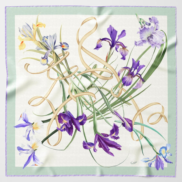Mint Green Floral Silk Square Scarf