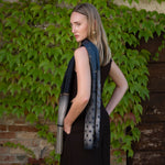 Abstract print plum and brown Italian silk scarf