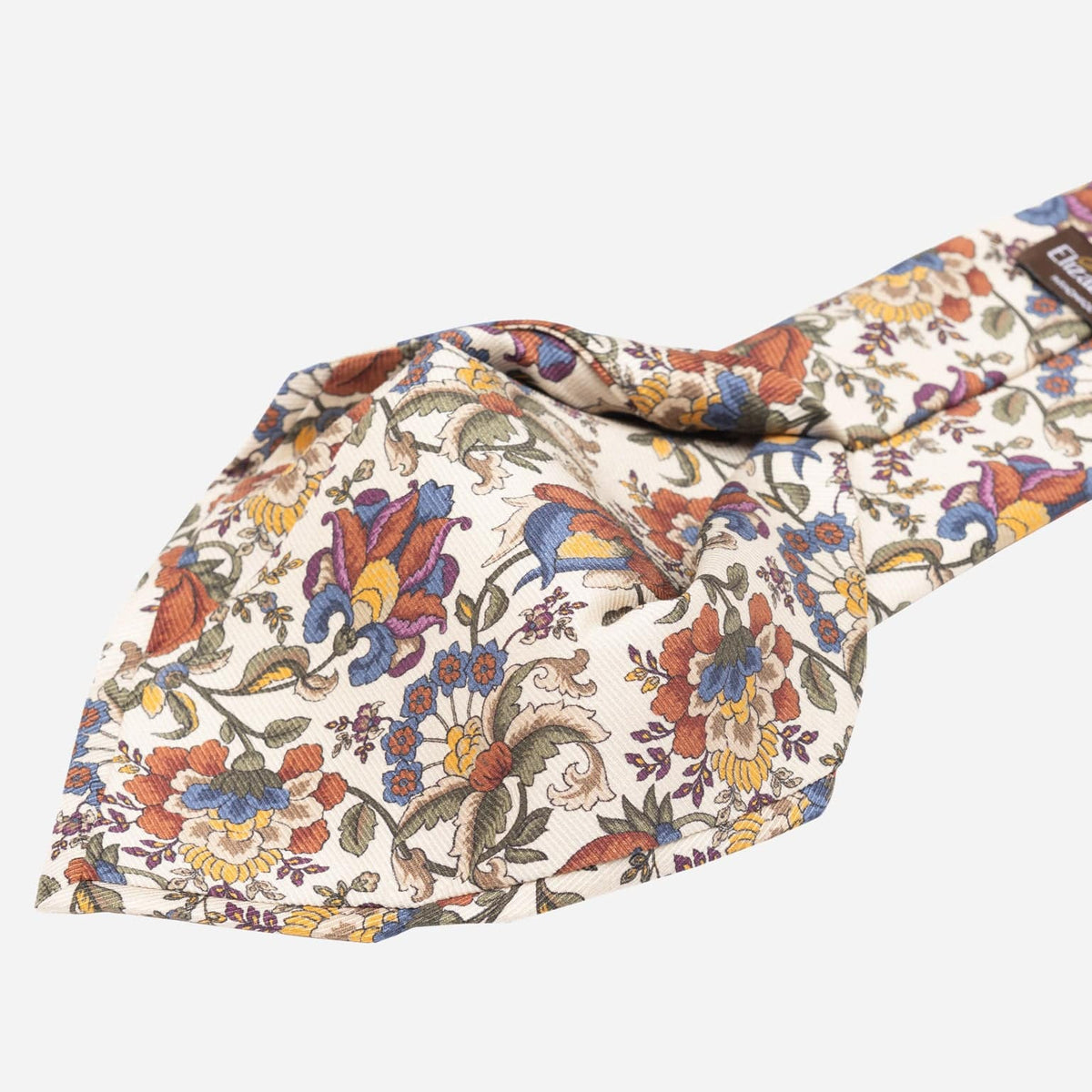 Cream Floral Italian Madder Silk Tie