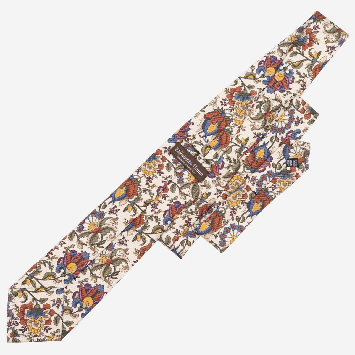 Cream Floral Italian Madder Silk Tie