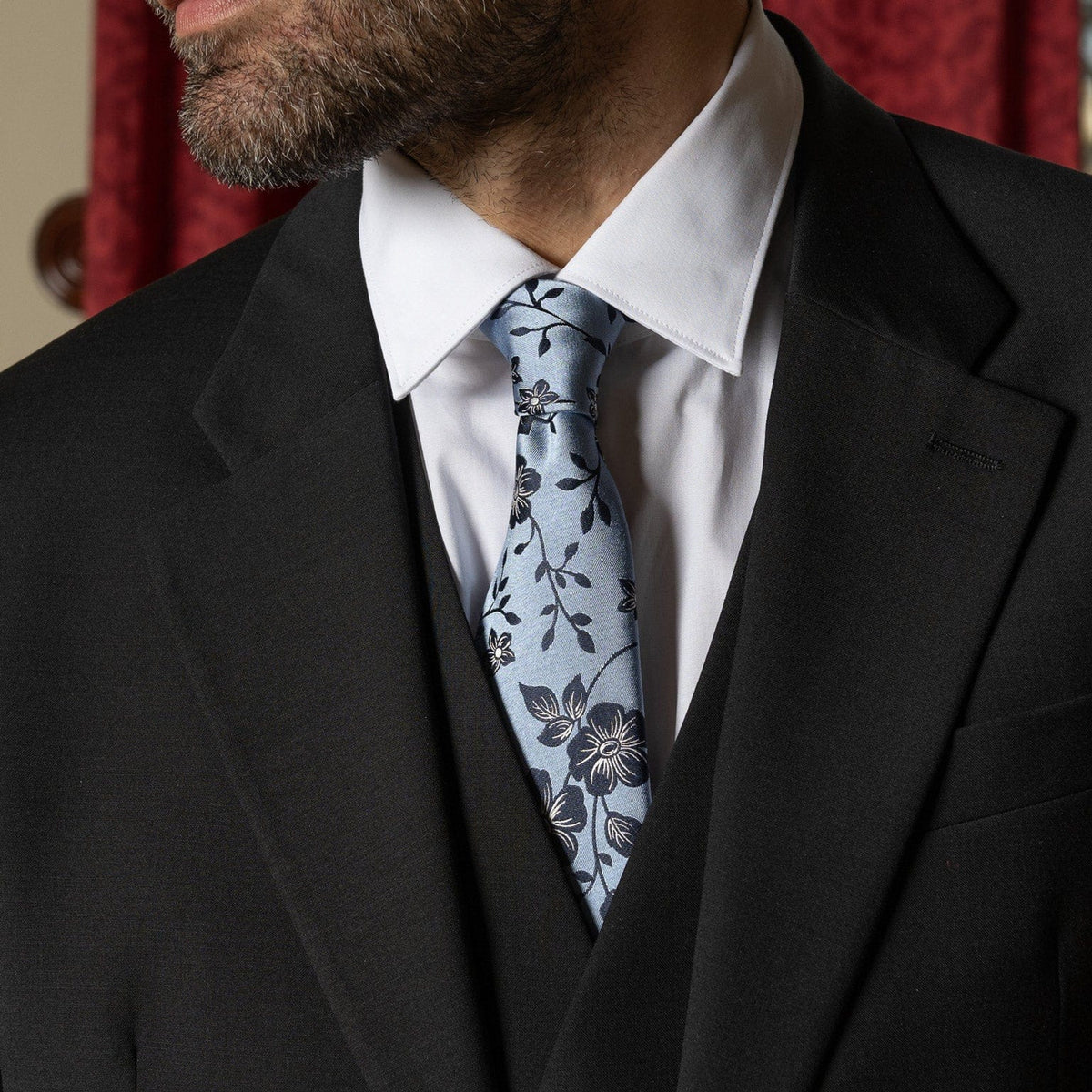 Elegant sky blue formal woven Italian  silk extra long tie