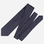 Navy Blue Italian Silk Tie - Polka Dots