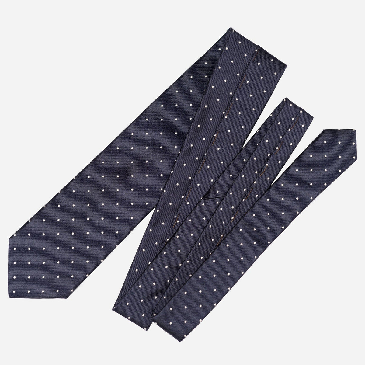 Navy Blue Italian Silk Tie - Polka Dots
