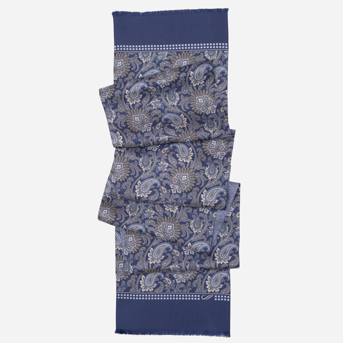 Men's Italian Navy Paisley Silk Scarf