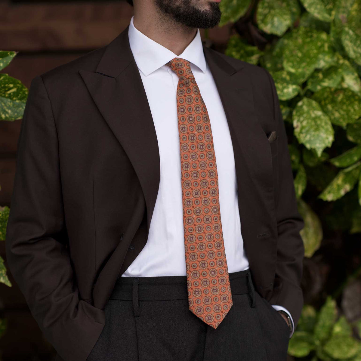 Men's luxury designer woven silk tie made in Italy