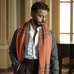 Orange Plaid 100% Italian Cashmere Scarf