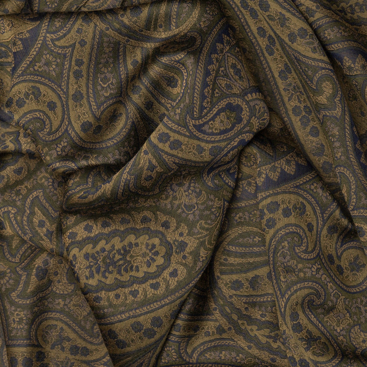 Green Paisley Italian Wool Silk Scarf