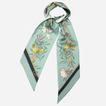 Pale Aqua Floral Italian Silk Bandeau