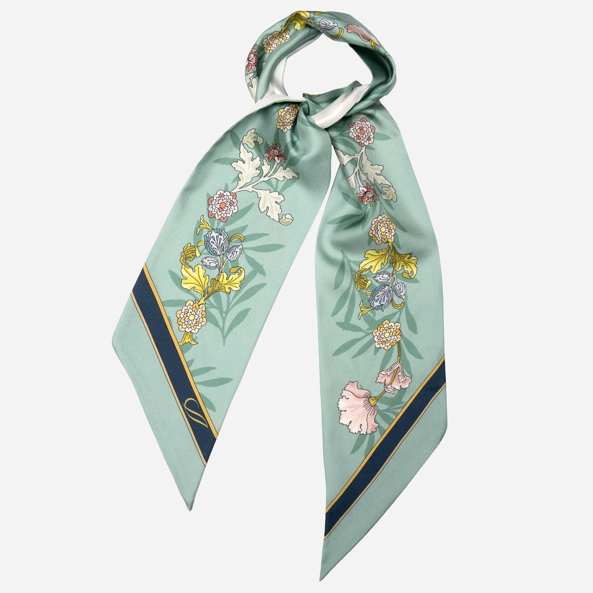 Pale Aqua Floral Italian Silk Bandeau