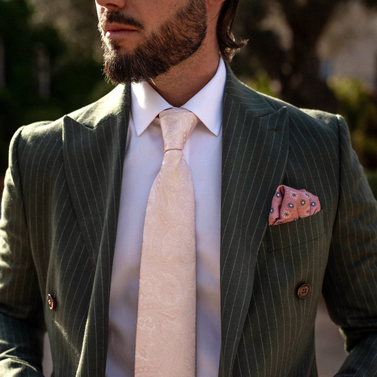 Pink Double Sided Silk Pocket Square