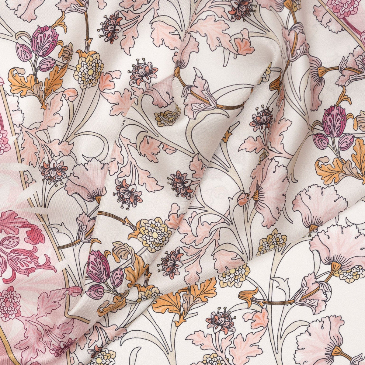 Women's Pink Floral Italian Silk Scarf
