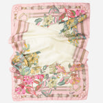 Italian Pink Floral Long Silk Scarf