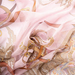 Women's Equestrian Italian Pink Long Silk Scarf