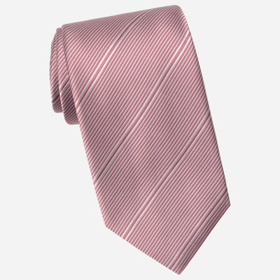 Pink Pinstripe Italian Designer Silk Tie