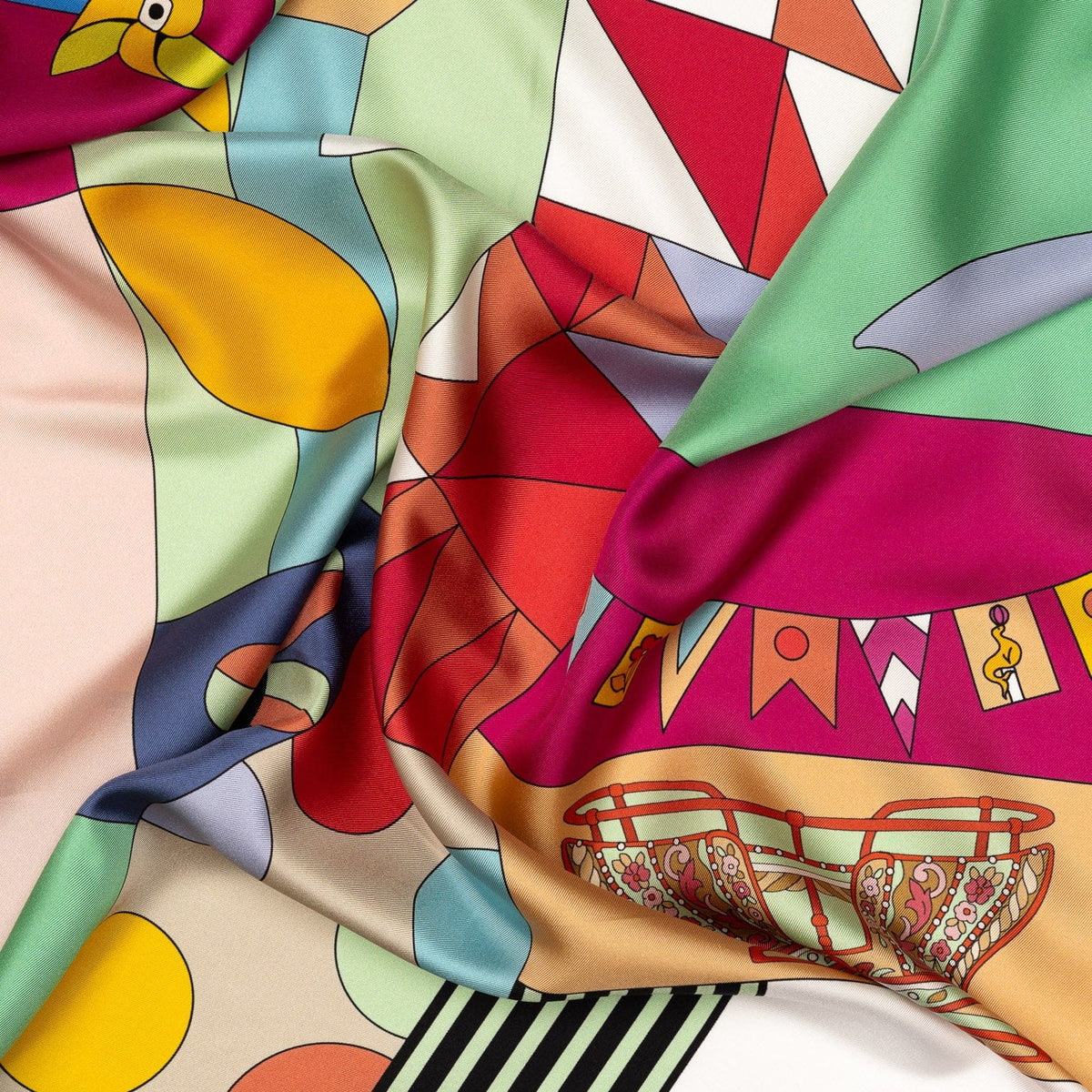 Italian Designer Pink Silk Square Scarf