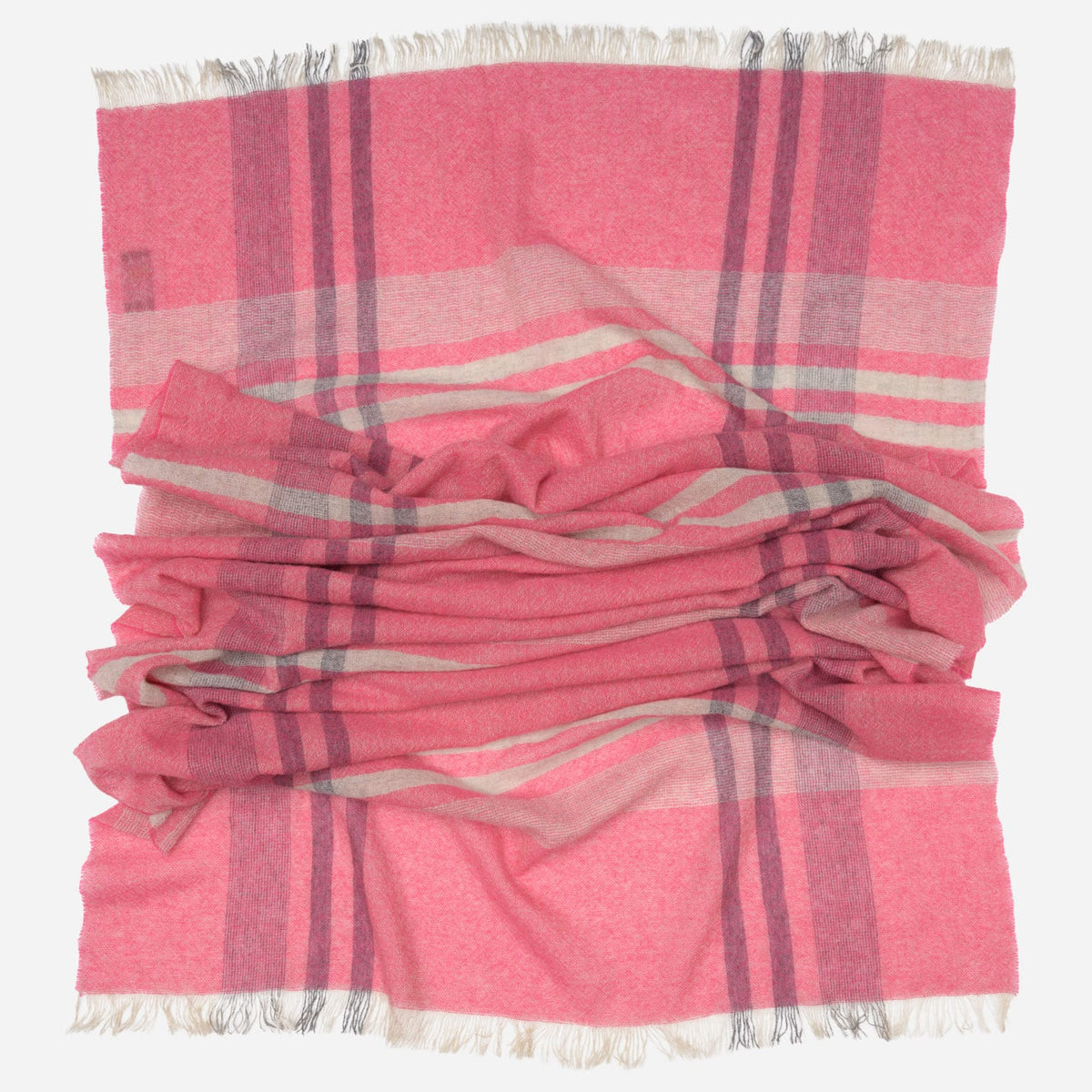Pink Plaid 100% Italian Cashmere Scarf