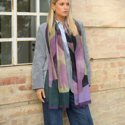 Italian Designer Plum Wool Scarf