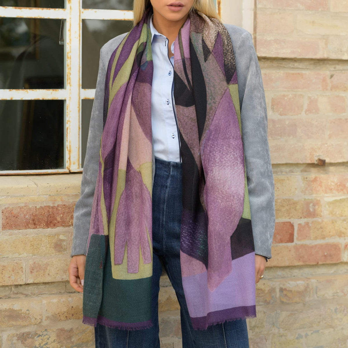Italian Designer Plum Wool Scarf