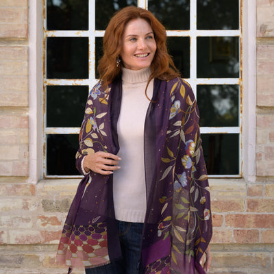 Luxury Plum Wool & Silk Scarf