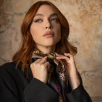 Italian Silk Satin Equestrian Square Scarf - Plum