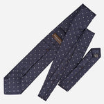 Navy Blue Italian Silk Tie - Polka Dots