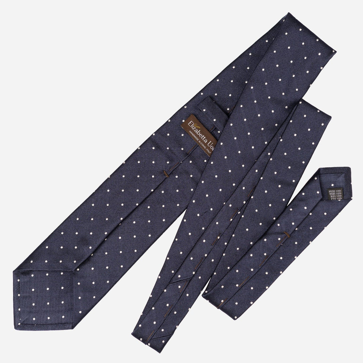 Navy Blue Italian Silk Tie - Polka Dots