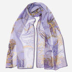 Women's Equestrian Italian Purple Long Silk Scarf