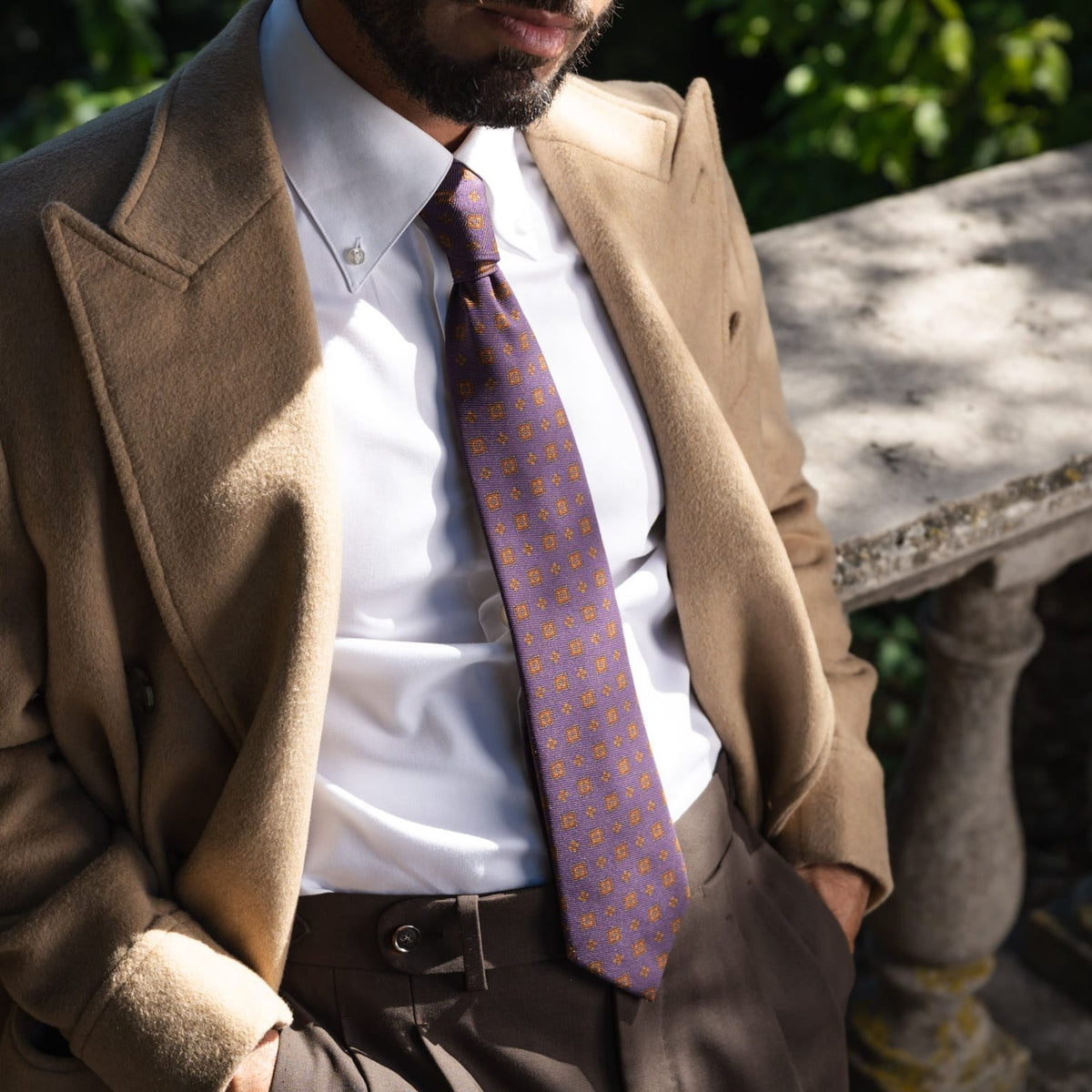 Purple madder silk handmade tie
