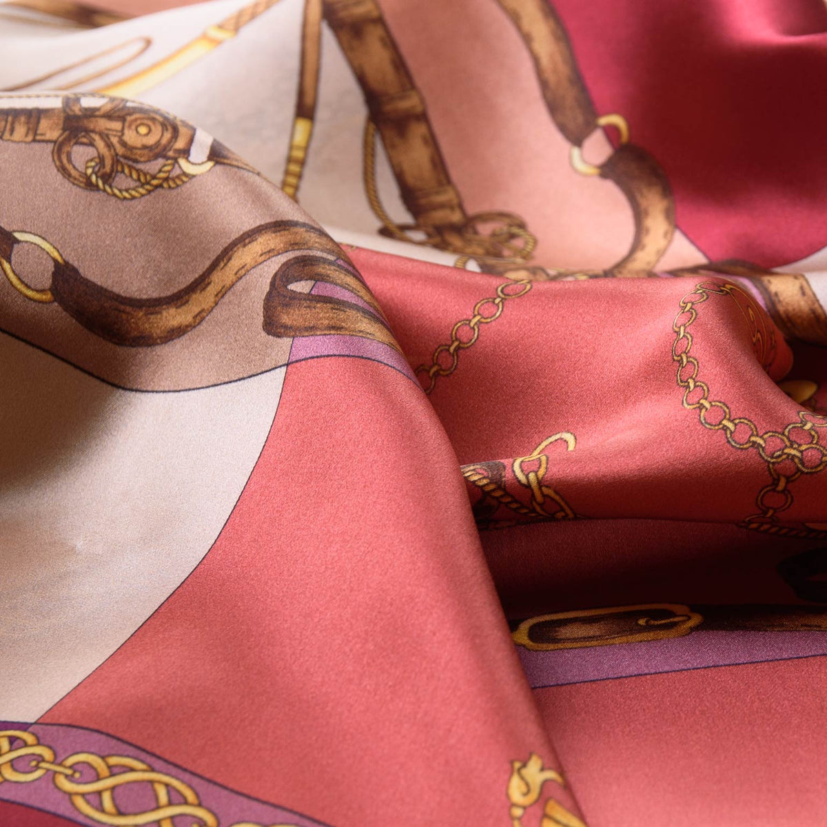 Italian Silk Satin Equestrian Scarf - Rose