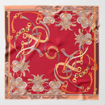 Luxury red silk equestrian small neck scarf bandana