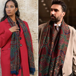 Lightweight Italian Wool Scarf - Dark Red Paisley