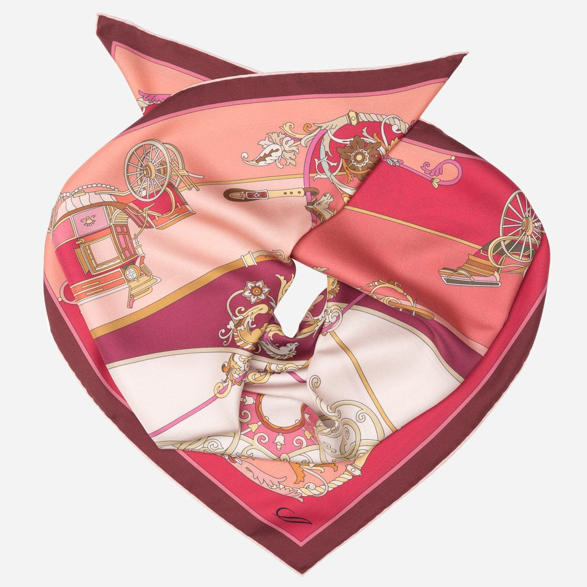 Women's Italian Red Silk Square Scarf