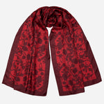 Ruby Red Floral Silk Evening Shawl