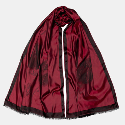women's dark red silk formal wrap shawl