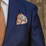 Orange Floral Italian Silk Pocket Square