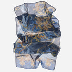 Women's Equestrian Italian Navy Long Silk Scarf