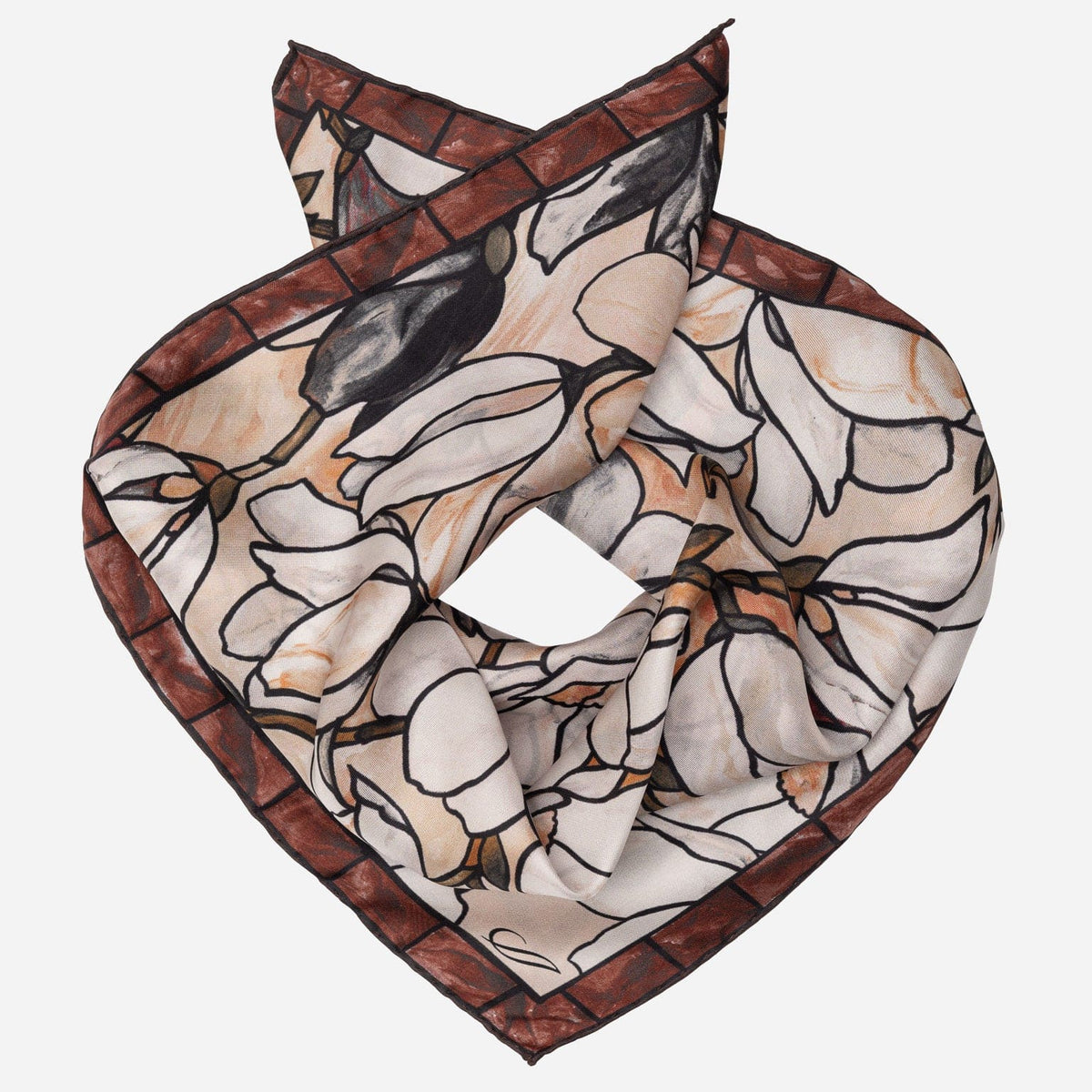 Women's Silk Bandana Floral Brown
