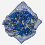 Blue Floral Silk Large Shawl Wrap