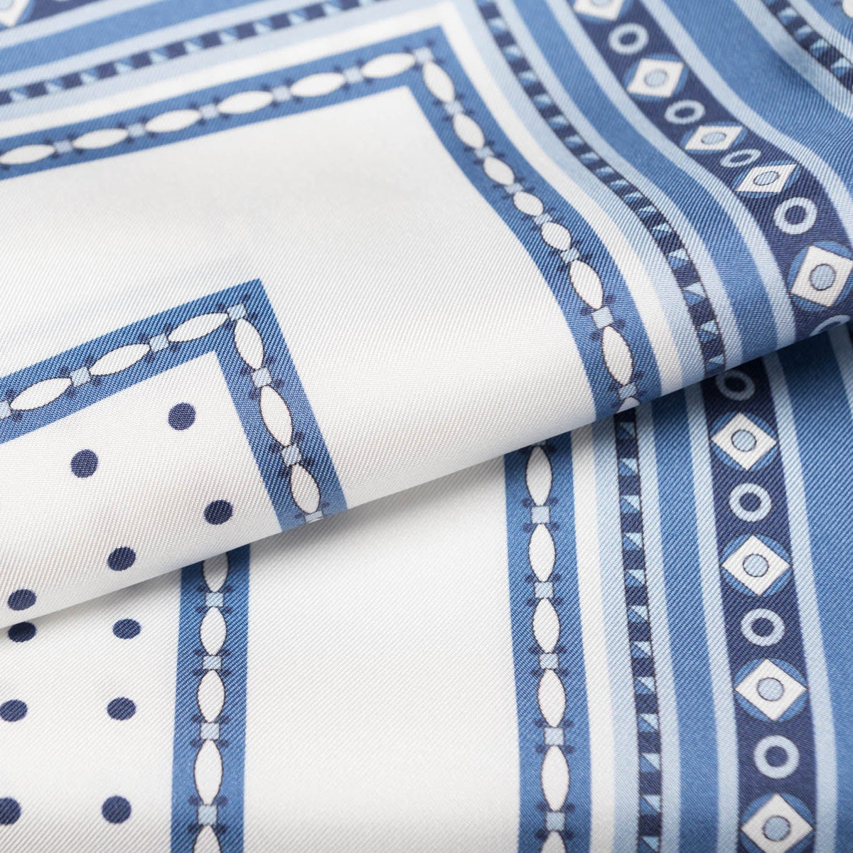 Blue and White Silk Italian Pocket Square